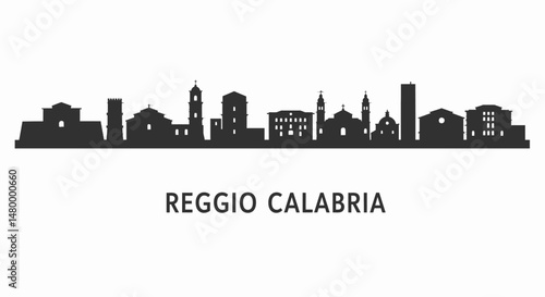 Reggio Calabria skyline silhouette with Italy.