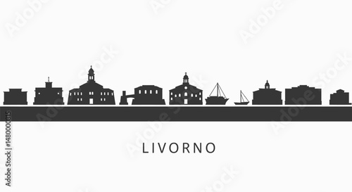 Livorno with Italy City skyline silhouette.