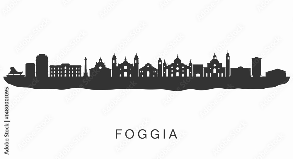 Fototapeta premium Foggia Skyline Cityscape Silhouette with Italy.