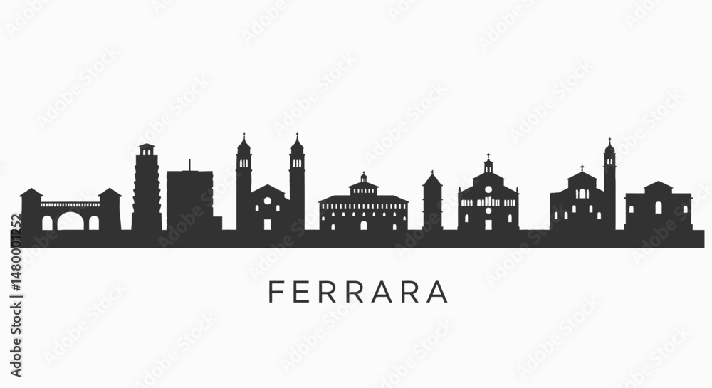 Fototapeta premium Ferrara skyline Landmark silhouette with Italy.