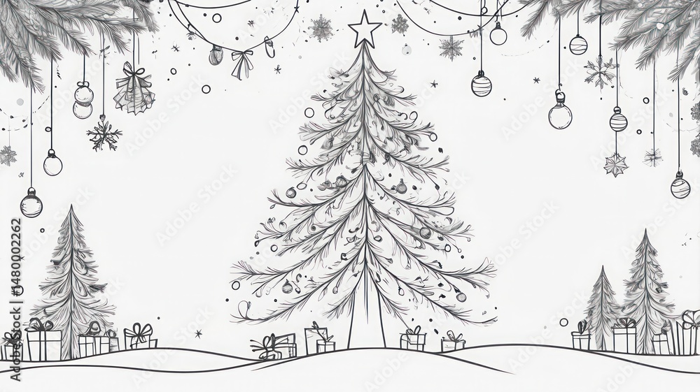 Fototapeta premium vector illustration of a winter landscape