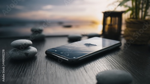 Serene Sunset: Smartphone Photography at Peaceful Lakeside