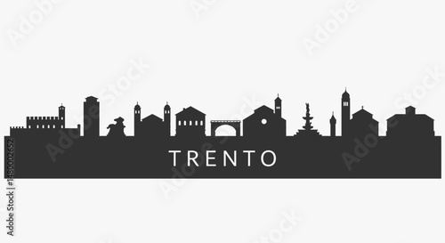 Trento with Italy Skyline, Vector, and Silhouette.