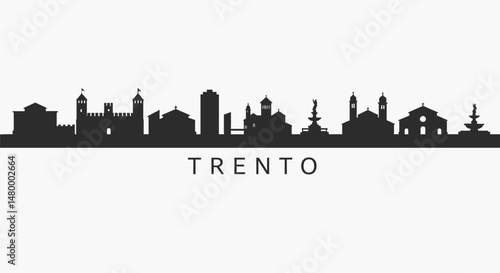 Trento Skyline Vector with Italy Cityscape, and Silhouette.