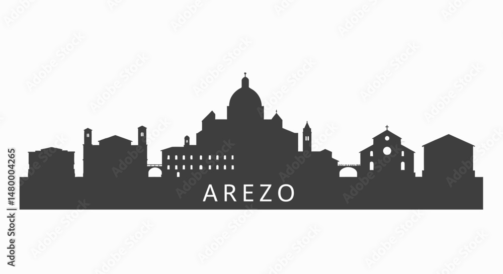 Arezzo Italy Skyline Silhouette with Cityscape Vector. Arezzo Italy Skyline Silhouette with Cityscape Vector.