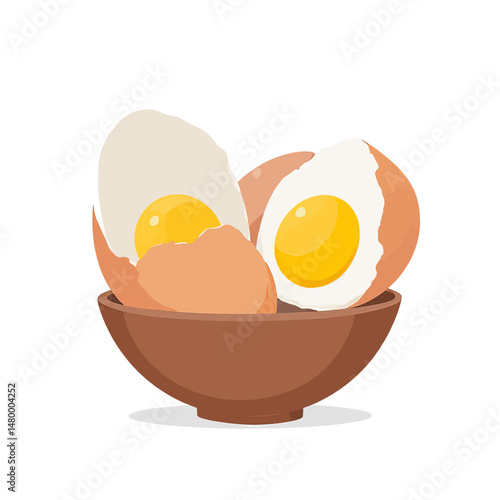 Broken Eggs in Bowl under Soft Lighting