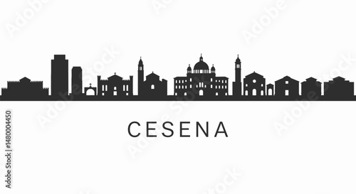 Cesena Skyline Italy Cityscape Silhouette.