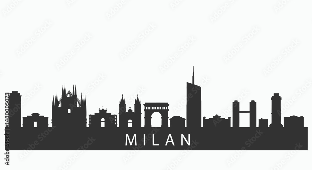 Fototapeta premium Milan Skyline Silhouette Italy Cityscape Vector.