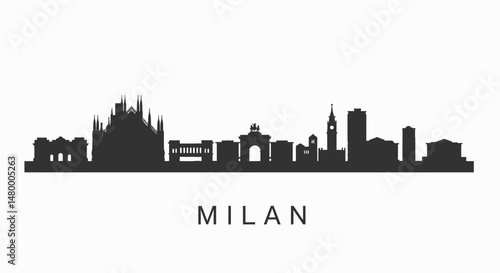 Milan Skyline Italian City Silhouette Europe Icon.