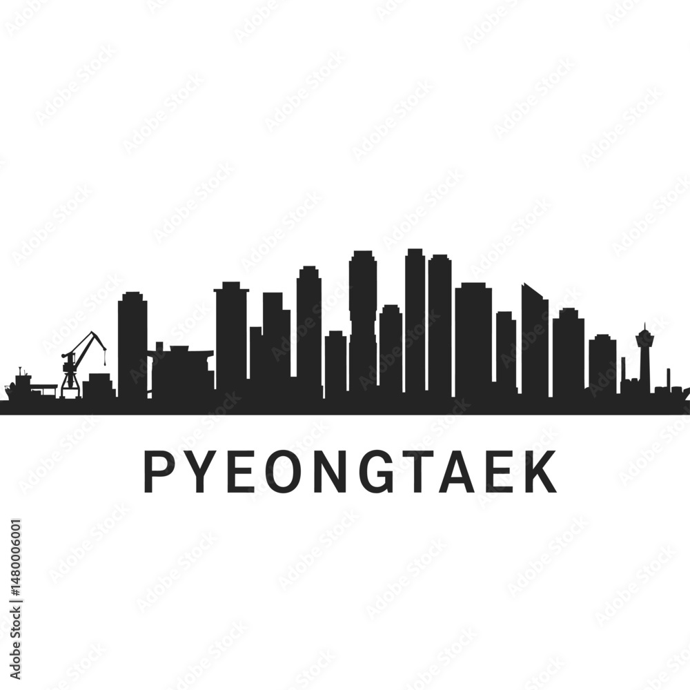 Pyeongtaek Skyline Silhouette with Cityscape Vector. Pyeongtaek Skyline Silhouette with Cityscape Vector.