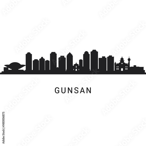 Gunsan with South Korea skyline silhouette.