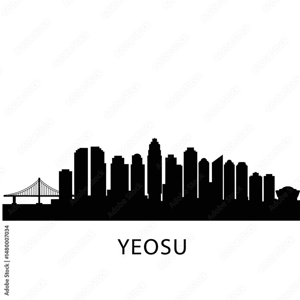 Fototapeta premium Yeosu Skyline Cityscape Silhouette.