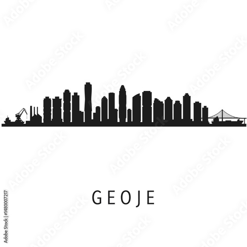 Geoje skyline with South Korea Silhouette skyline.