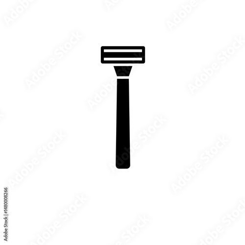 Shaving Safety Razor, Hair Remover Blade Solid Flat Vector Icon Isolated on White Background.