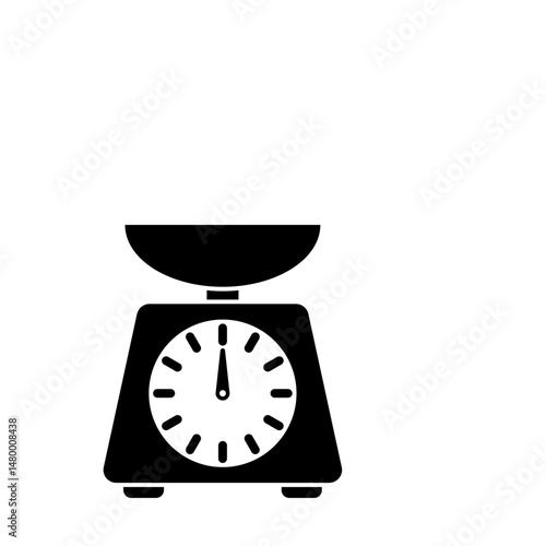 Kitchen Scale, Weight Measurement Tool Solid Flat Vector Icon Isolated on White Background.