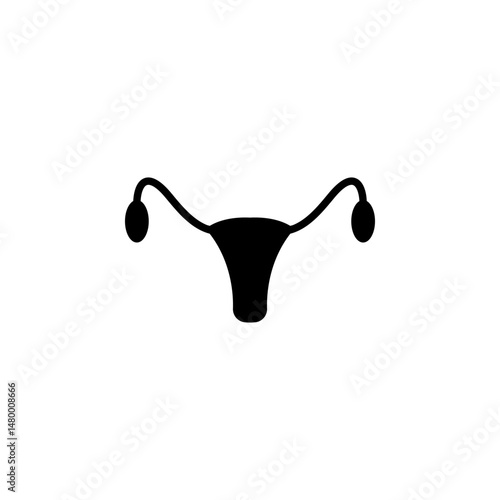 Uterus female reproductive pelvic organ Solid Flat Vector Icon Isolated on White Background.
