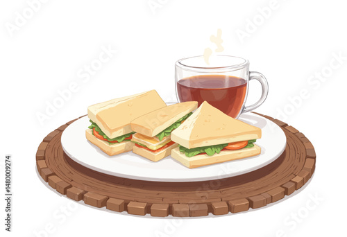 Cozy Afternoon Tea with Sandwiches and Tea