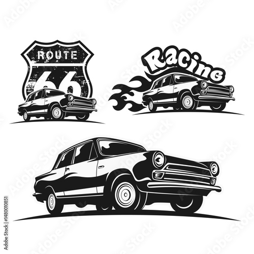 retro car silhouette design  illustration