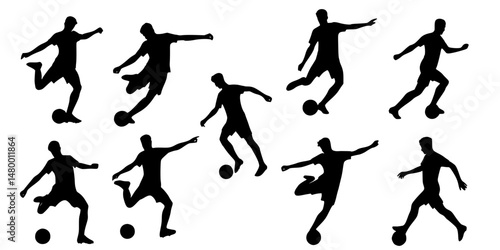 Wallpaper Mural set of silhouettes of soccer player  Torontodigital.ca