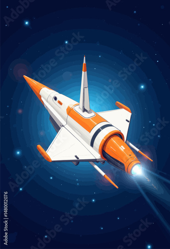 Futuristic Space Shuttle in Orbit with Starry Night Sky