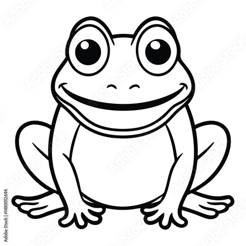 A Cute Cartoon Style Frog With Large Expressive Eyes