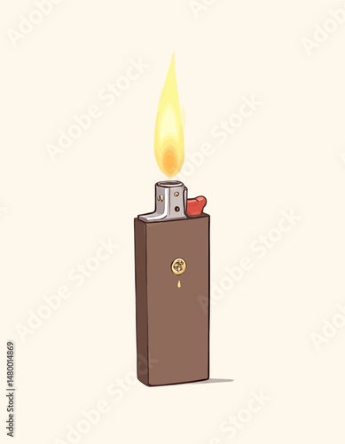 Illuminated Lighter Flame Minimalist Brown Modern Serene Warmth