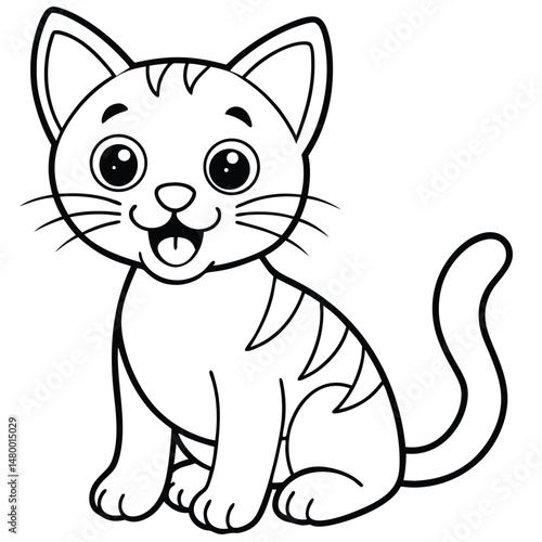 A Playful Cartoon Style Kitten Sitting With A Joyful Expression