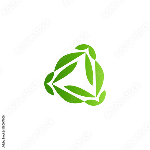 Organic modern leaf logo, triangle leaves icon, with fresh green colors