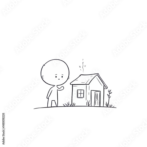 Minimalistic Child Home Warmth Cozy Cottage Smiling Sunset