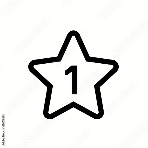 Minimalistic Star Rating Icon with Number One Inside