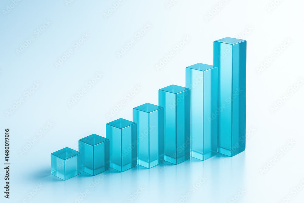 This illustrates growth through a strategic innovative arrangement translucent teal bars rising progressively symbolizing business success and efficiency This illustrates growth through a strategic innovative arrangement translucent teal bars rising progressively symbolizing business success and efficiency