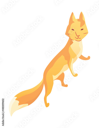 Cute zoo animal. Colorful hand drawn baby zoo wildlife, decorative cartoon fox. Vector illustration in cartoon style