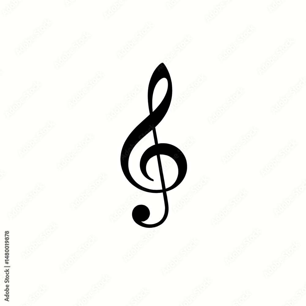 Musical Treble Clef Symbol in Minimalist Black and White Design Musical Treble Clef Symbol in Minimalist Black and White Design