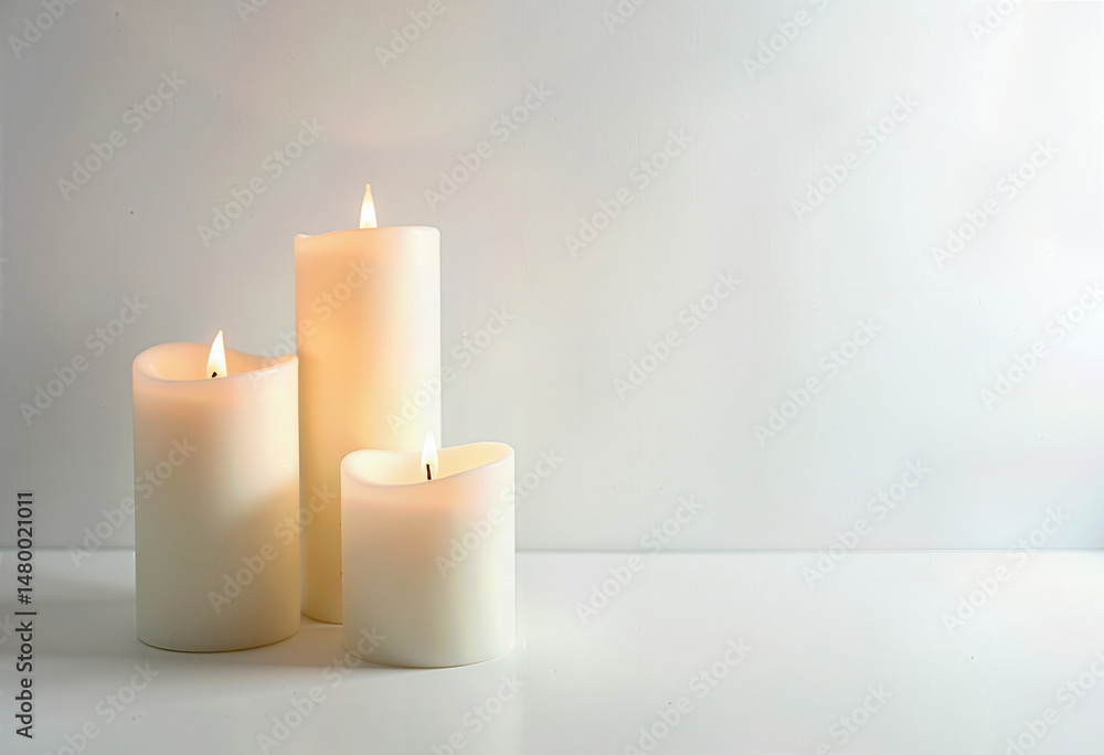 Professional studio photograph of minimalist candles placed on a white background, high-resolution format with negative space for product mockups or marketing visuals
Professional studio photograph of minimalist candles placed on a white background, high-resolution format with negative space for product mockups or marketing visuals