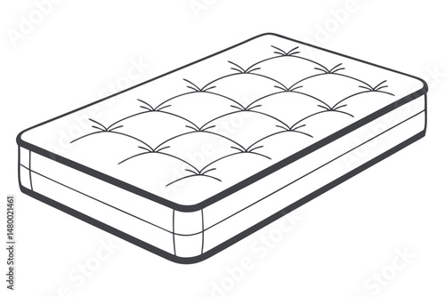 Minimalist Line Drawing of Mattress Vector Art