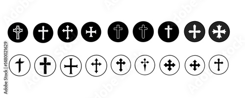 Christian Cross Set Vector Design on White Background