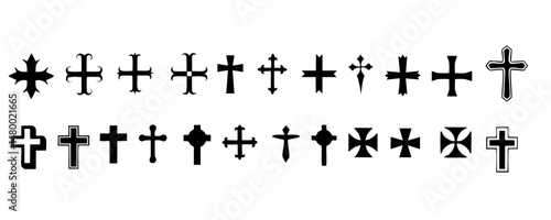 Christian Cross Set Vector Design on White Background