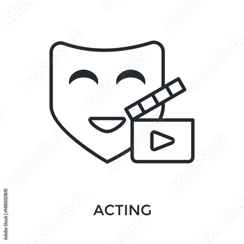 Acting Icon Outline Style. Vector Illustration For Graphic Design