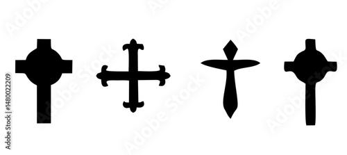 Christian Cross Set Vector Design on White Background