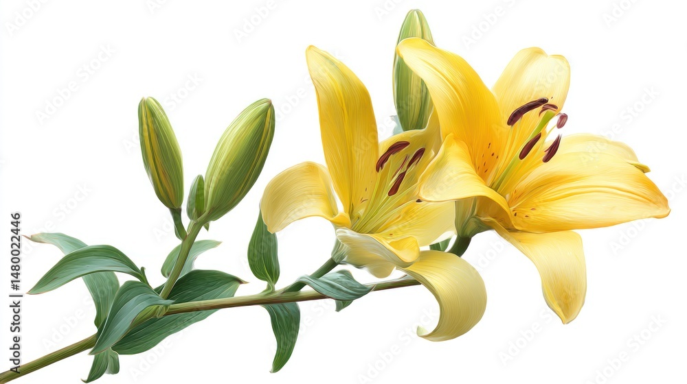 Fototapeta premium Elegant Yellow Lilies: A Stunning Floral Display