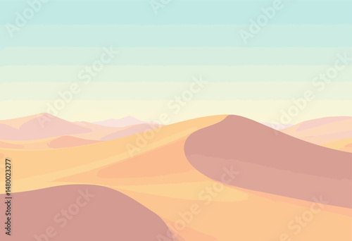 Serene Dunes Sunset in Pastel Desert Landscape