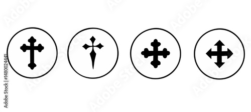 Christian Cross Set Vector Design on White Background