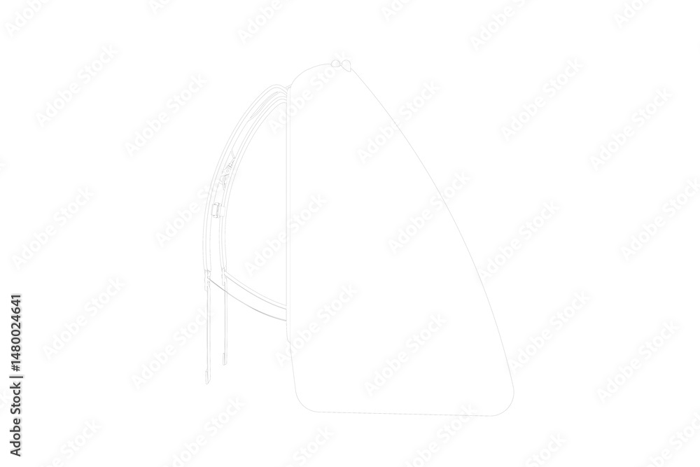 Wireframe Depiction of an elegant sack-style carrier bag/backpack. Technical Drawing, Simple Line Art, Outline Illustration, Monochrome. Isolated on white for easy use. Wireframe Depiction of an elegant sack-style carrier bag/backpack. Technical Drawing, Simple Line Art, Outline Illustration, Monochrome. Isolated on white for easy use.