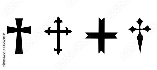 Christian Cross Set Vector Design on White Background