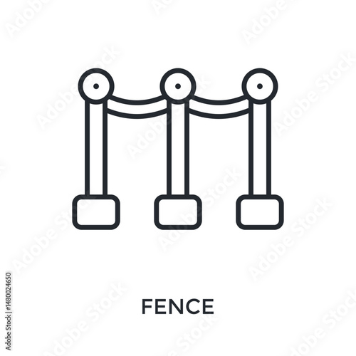 Fence Icon Outline Style. Vector Illustration For Graphic Design
