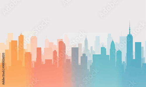 Silhouette Skyline Sunset Gradient Cityscape Tranquil Dusk Colors