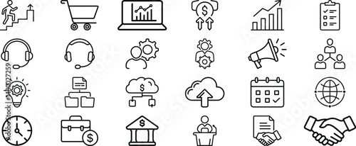 Business people, human resources, office management icon set. line art icons collection. Simple vector illustration