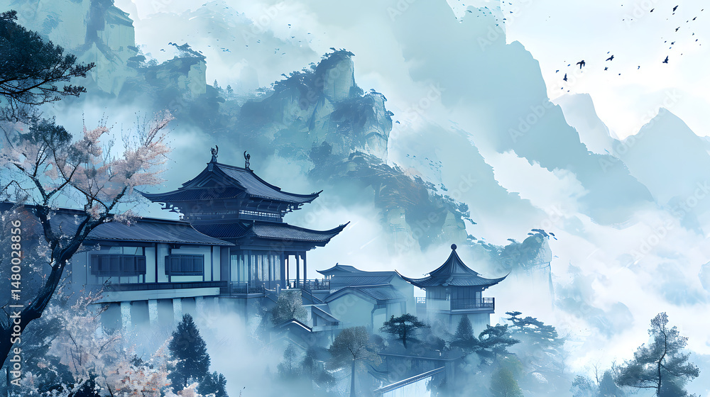 ancient mountains rich of cloud landscape illustration abstract background decorative painting
ancient mountains rich of cloud landscape illustration abstract background decorative painting