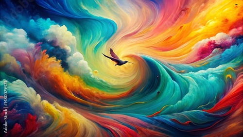 Abstract Aerial Brushstrokes: Painterly Sky Texture Background