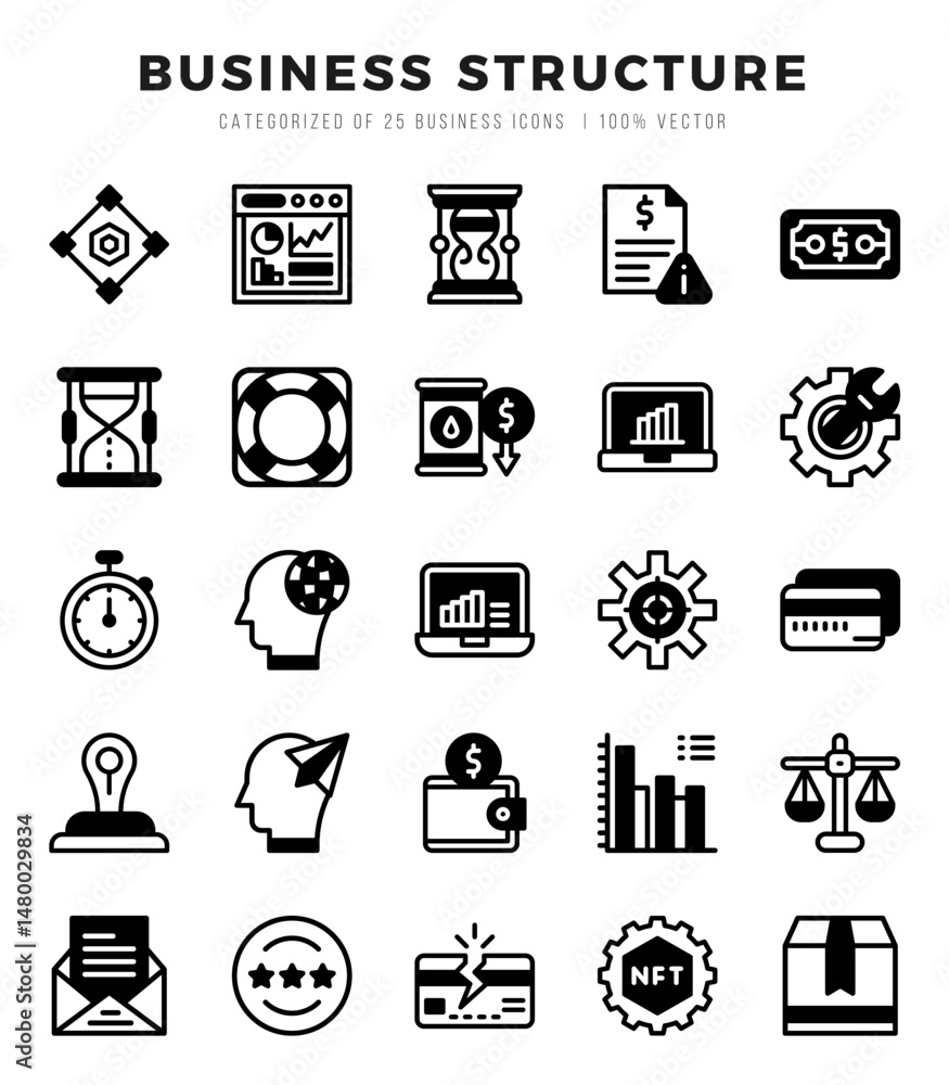 Business Structure Lineal Filled icons collection. Lineal Filled icons pack. Vector illustration Business Structure Lineal Filled icons collection. Lineal Filled icons pack. Vector illustration